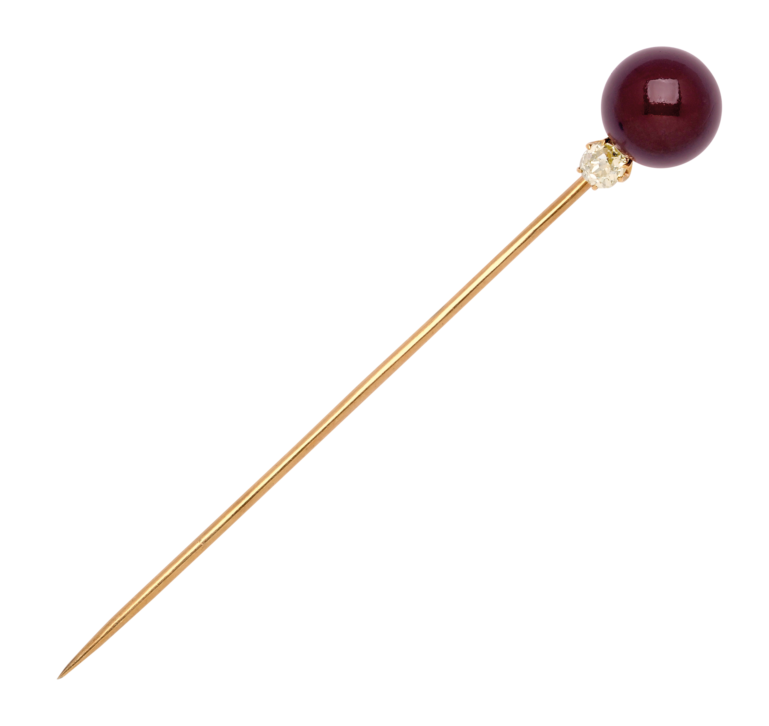 Antique Natural Pearl and Coloured Diamond Stickpin with a Quahog Pearl: Lot 119, Spring 2014 sale