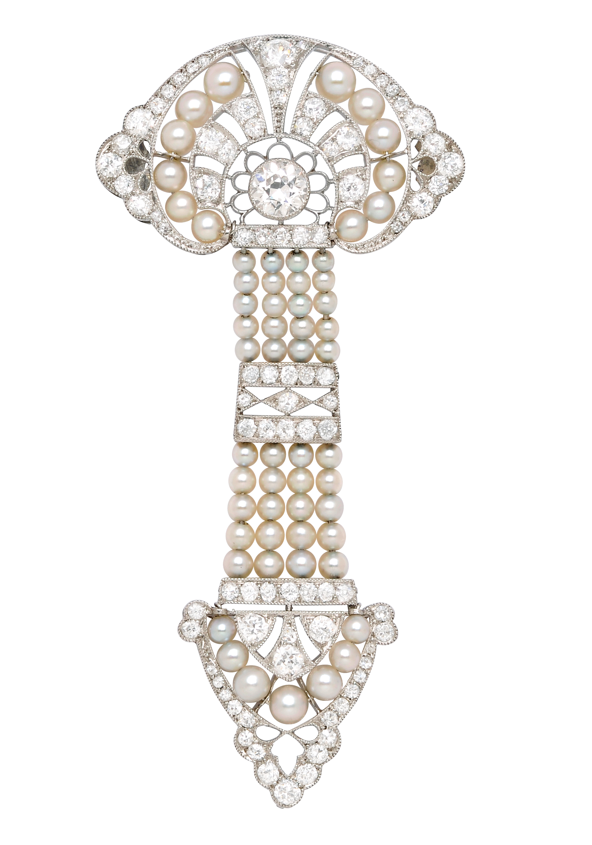 Belle Epoque Pearl and Diamond Brooch (Circa 1910): Lot 258, Spring 2014 sale